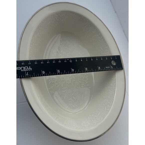 Noritake Affection Oval Serving Bowl 10” Ivory Floral Silver Trim Vintage 7192 - Picture 6 of 10